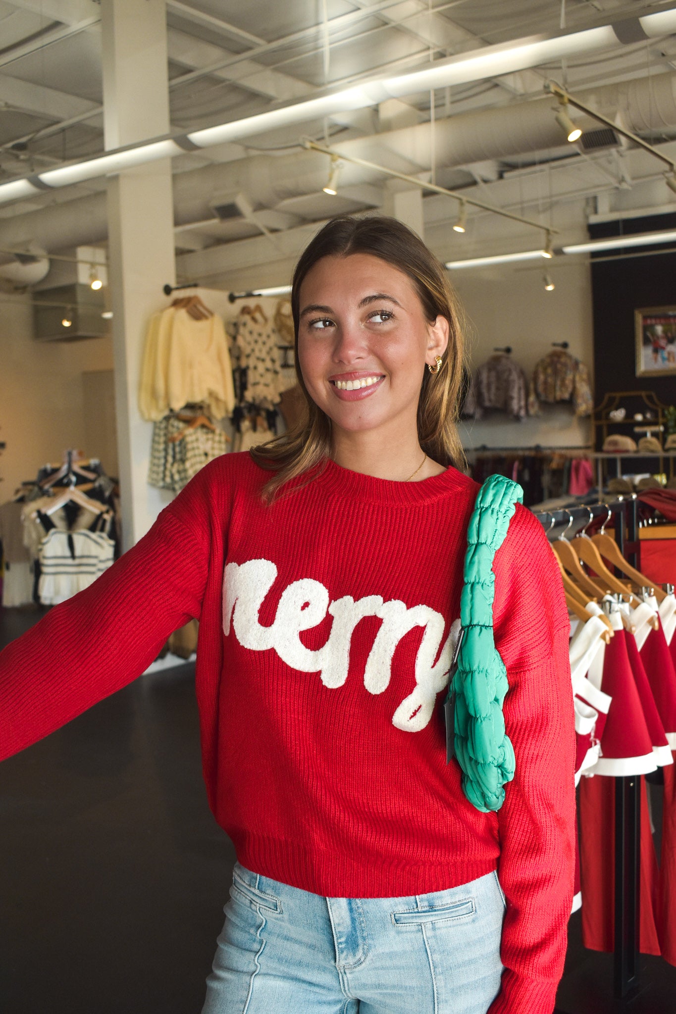 Very Merry Knitted Sweater - Red-130 - TOPS - SWEATERS/SWEATSHIRTS-EESOME-[option4]-[option5]-[option6]-Leather & Lace Boutique Shop