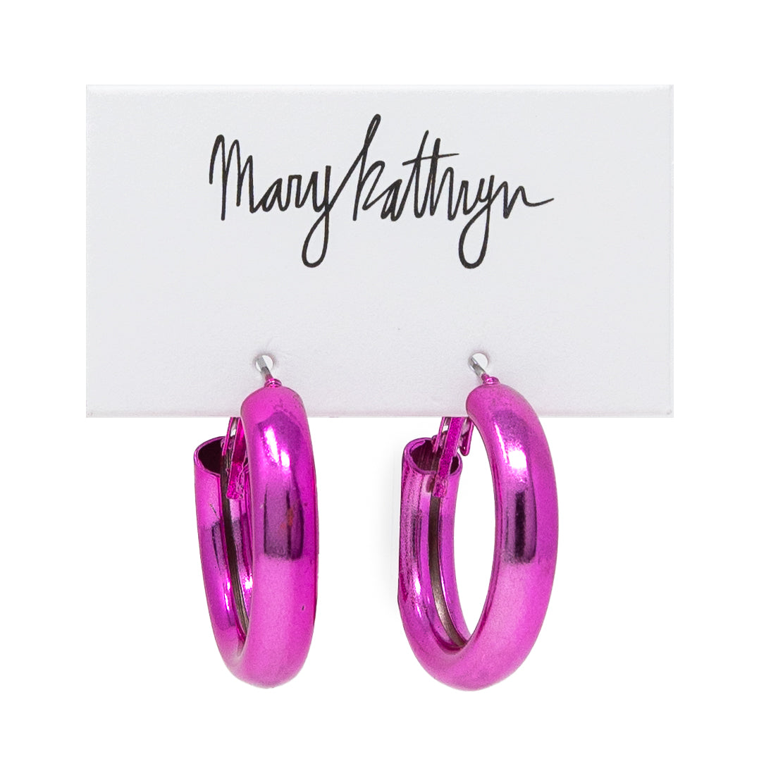 Tube Hoops-210 - ACCESSORIES DROPSHIP-MKD DS-Metallic Hot Pink-[option4]-[option5]-[option6]-Leather & Lace Boutique Shop