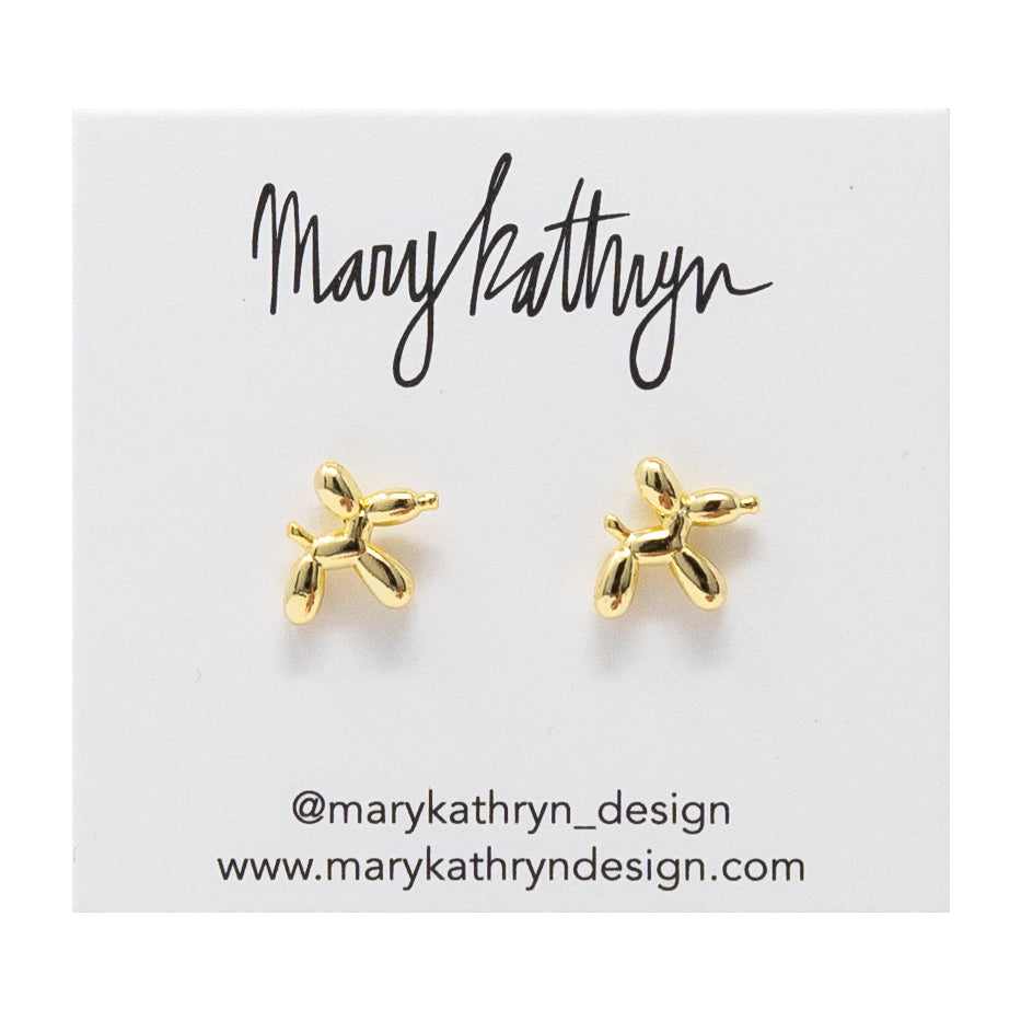 Gold Balloon Dog Studs-210 - ACCESSORIES DROPSHIP-MKD DS-[option4]-[option5]-[option6]-Leather & Lace Boutique Shop