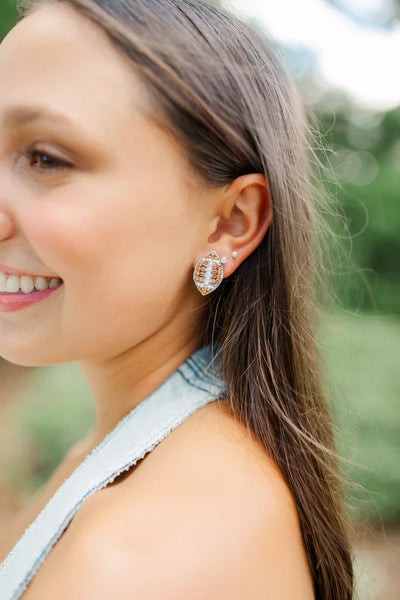 Mini Beaded Football Studs-190 - ACCESSORIES - JEWELRY-TAYLOR SHAYE-[option4]-[option5]-[option6]-Leather & Lace Boutique Shop