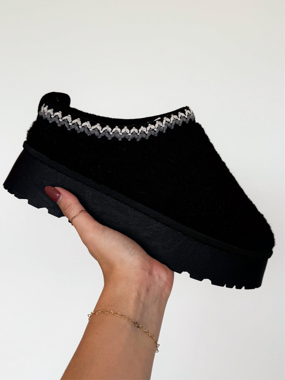 Sherpa Platform Slides- Black-180 - SHOES-TOP GUY-[option4]-[option5]-[option6]-Leather & Lace Boutique Shop