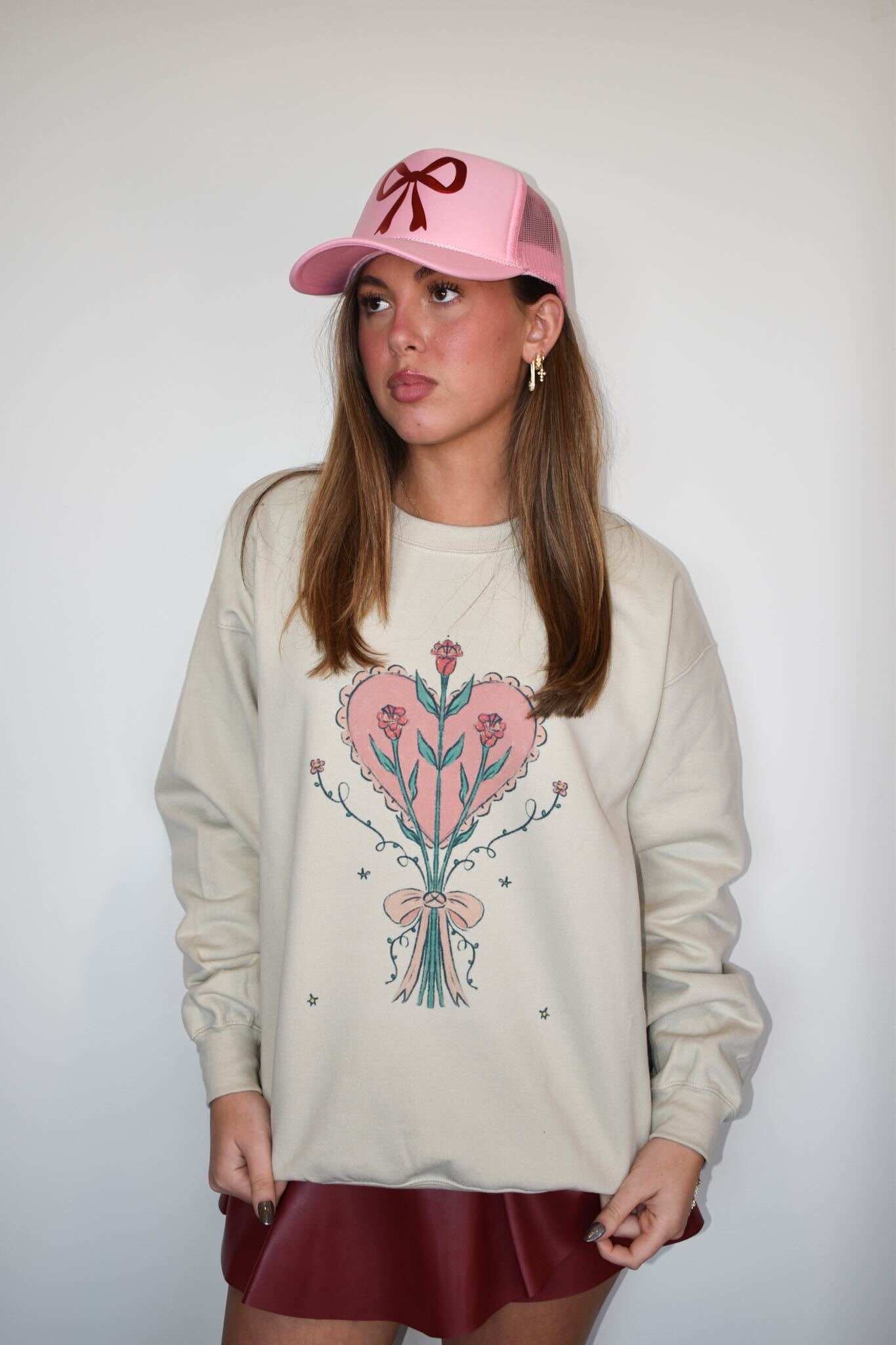 Romantic Blooms Graphic Sweatshirt-135 - DEMAND GRAPHIC-LEATHER & LACE-[option4]-[option5]-[option6]-Leather & Lace Boutique Shop