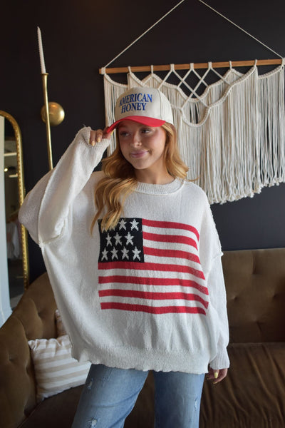 Independence Day Lightweight Pullover-130 - TOPS - SWEATERS/SWEATSHIRTS-WHITE BIRCH-[option4]-[option5]-[option6]-Leather & Lace Boutique Shop