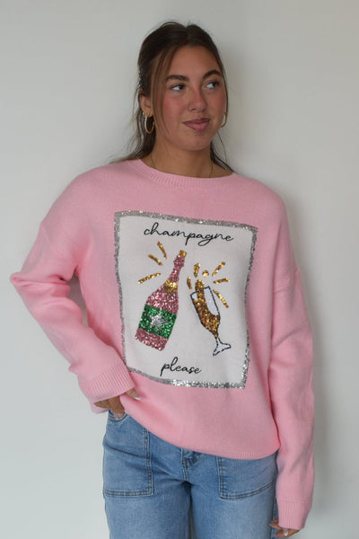 Champagne Pop Sweater-130 - TOPS - SWEATERS/SWEATSHIRTS-MAIN STRIP-[option4]-[option5]-[option6]-Leather & Lace Boutique Shop