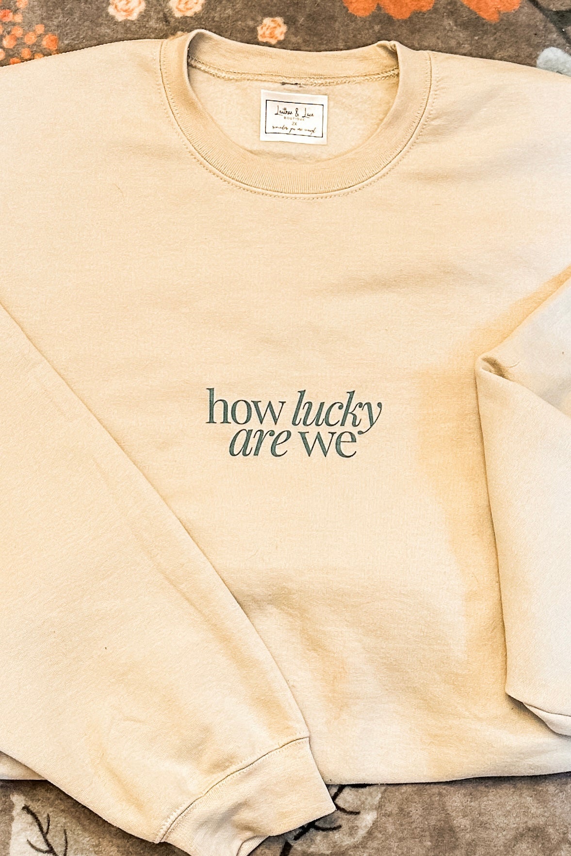 How Lucky Graphic Sweatshirt-135 - DEMAND GRAPHIC-LEATHER & LACE-[option4]-[option5]-[option6]-Leather & Lace Boutique Shop