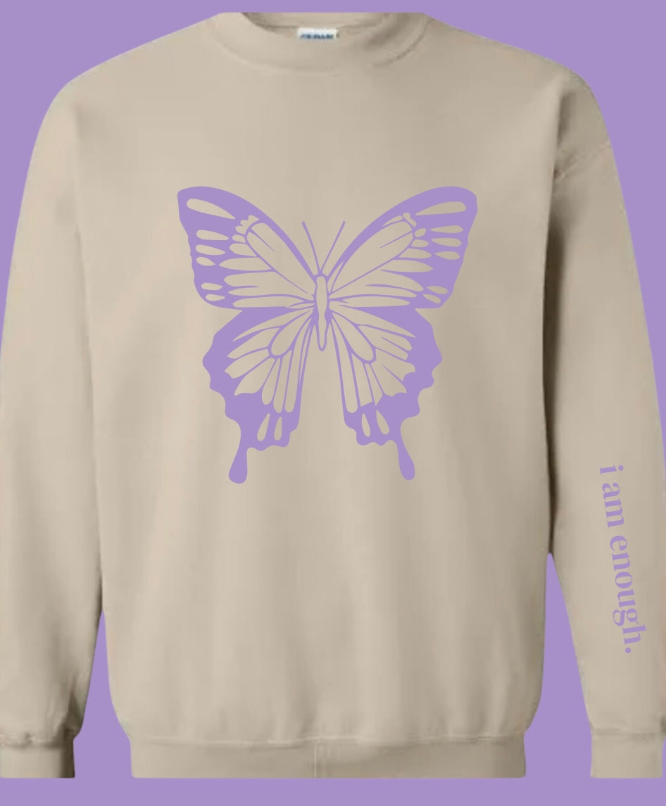 I am enough sweatshirt- suicide prevention month 💜🦋-135 - DEMAND GRAPHIC-Leather & Lace - Tuscaloosa/Birmingham-[option4]-[option5]-[option6]-Leather & Lace Boutique Shop