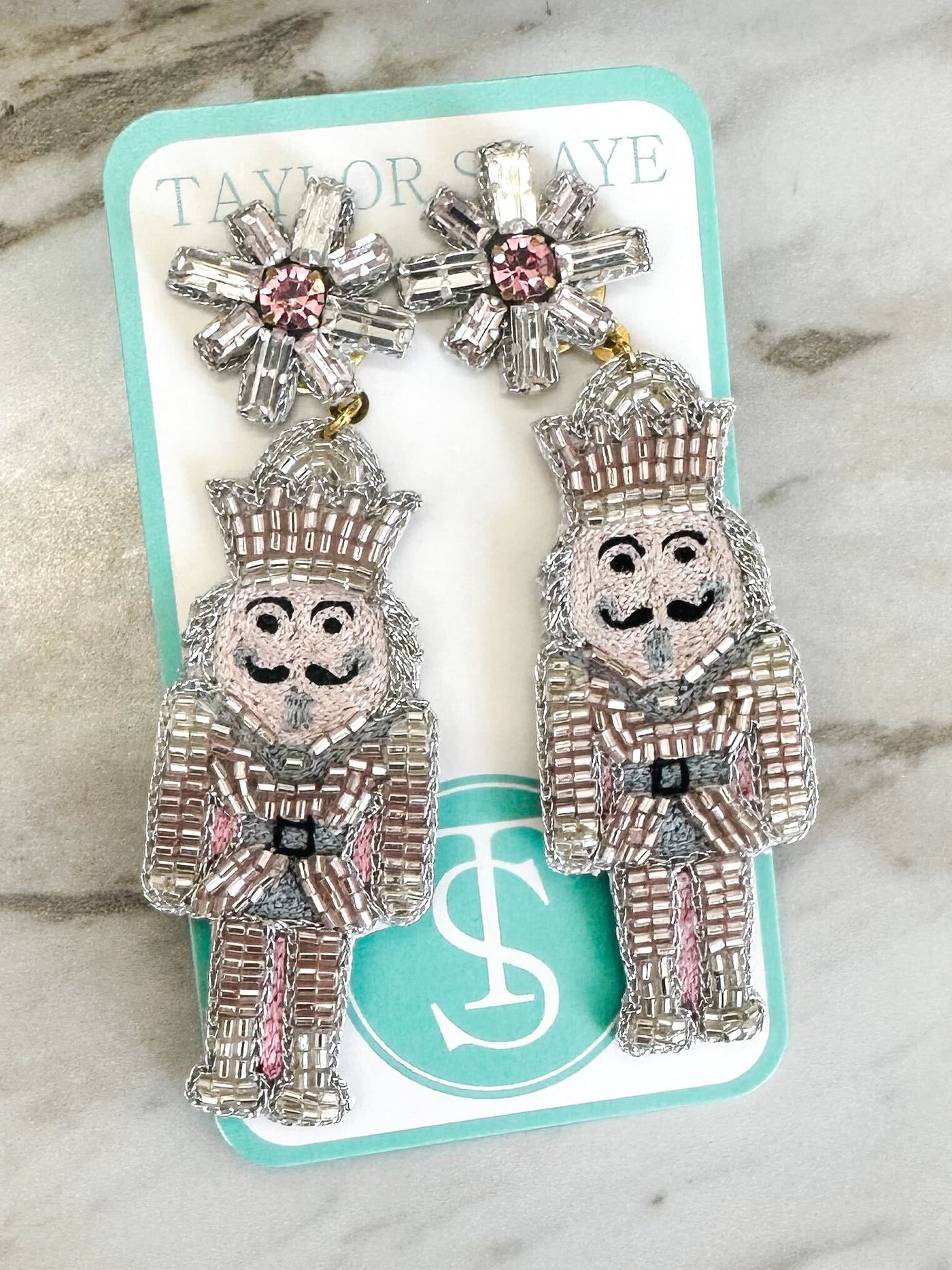 Pink Rhinestone Nutcracker Earrings-190 - ACCESSORIES - JEWELRY-TAYLOR SHAYE-[option4]-[option5]-[option6]-Leather & Lace Boutique Shop