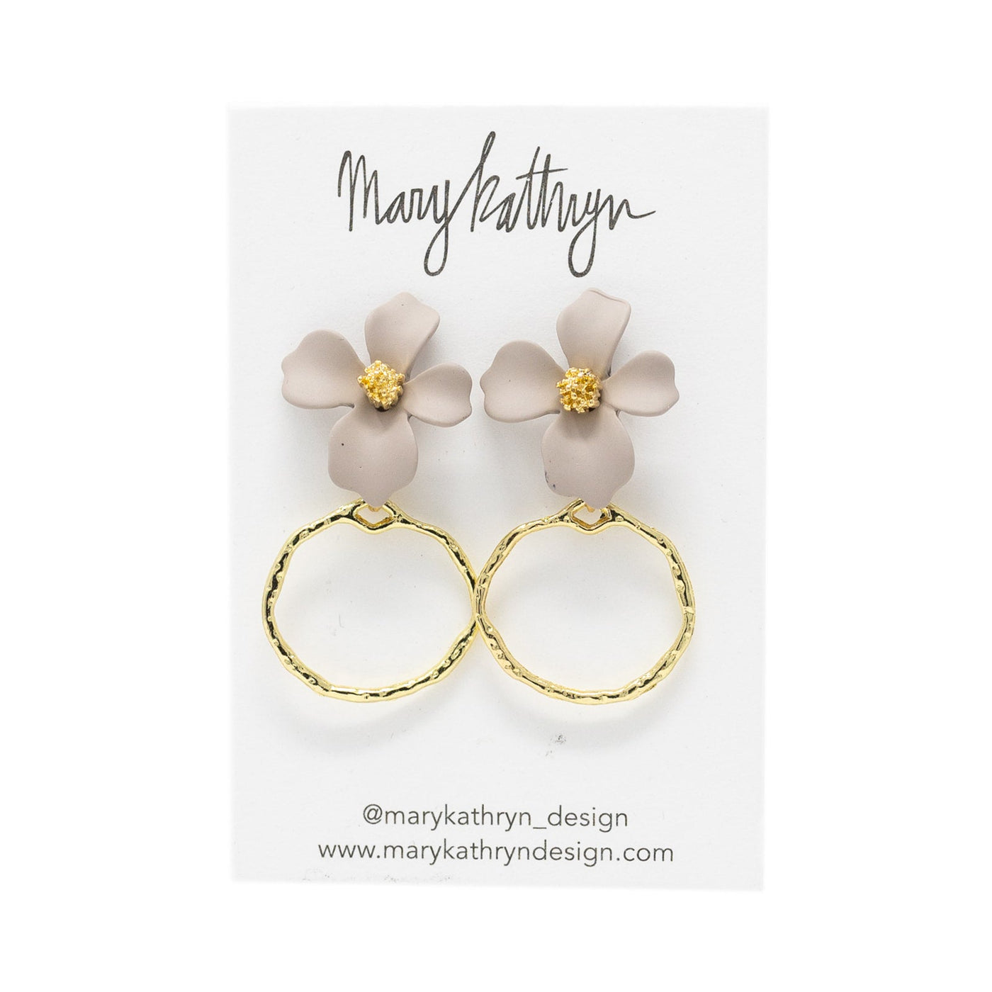 Taupe Lillian Flower Drop Earrings-210 - ACCESSORIES DROPSHIP-MKD DS-[option4]-[option5]-[option6]-Leather & Lace Boutique Shop