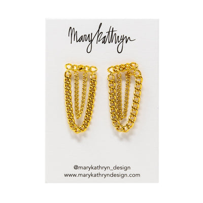 Chain Continuum Earrings-210 - ACCESSORIES DROPSHIP-MKD DS-Gold-[option4]-[option5]-[option6]-Leather & Lace Boutique Shop