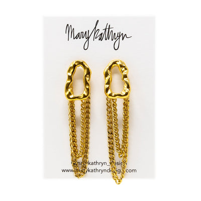 Chain Loop Drop Earrings-210 - ACCESSORIES DROPSHIP-MKD DS-Gold-[option4]-[option5]-[option6]-Leather & Lace Boutique Shop