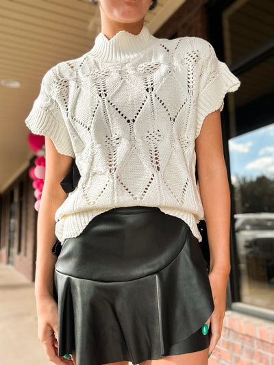 Contrast Tie Cable Knit Sweater-100 - TOPS - SHORT SLEEVE/SLEEVELESS-EN MERCI-[option4]-[option5]-[option6]-Leather & Lace Boutique Shop