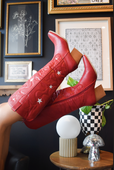 Firecracker Crimson Cowboy Boots-180 - SHOES-OLEM-[option4]-[option5]-[option6]-Leather & Lace Boutique Shop