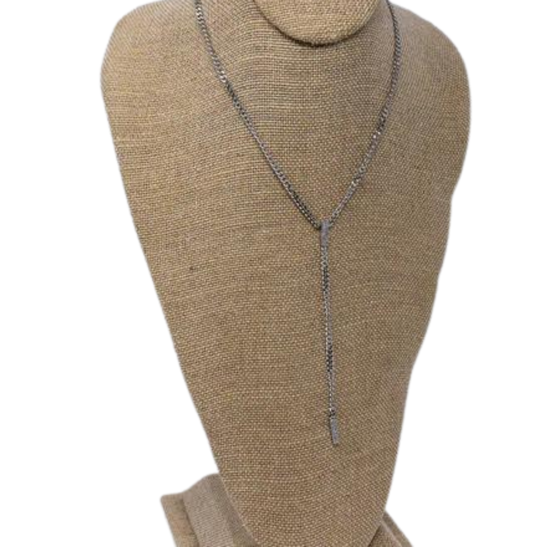 Juju Pave Lariat *gold + silver*-210 - ACCESSORIES DROPSHIP-MKD DS-Silver-[option4]-[option5]-[option6]-Leather & Lace Boutique Shop