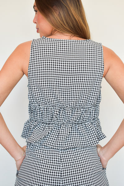 Sabrina Gingham Ruched Tank-170 - SETS-HYFVE-[option4]-[option5]-[option6]-Leather & Lace Boutique Shop