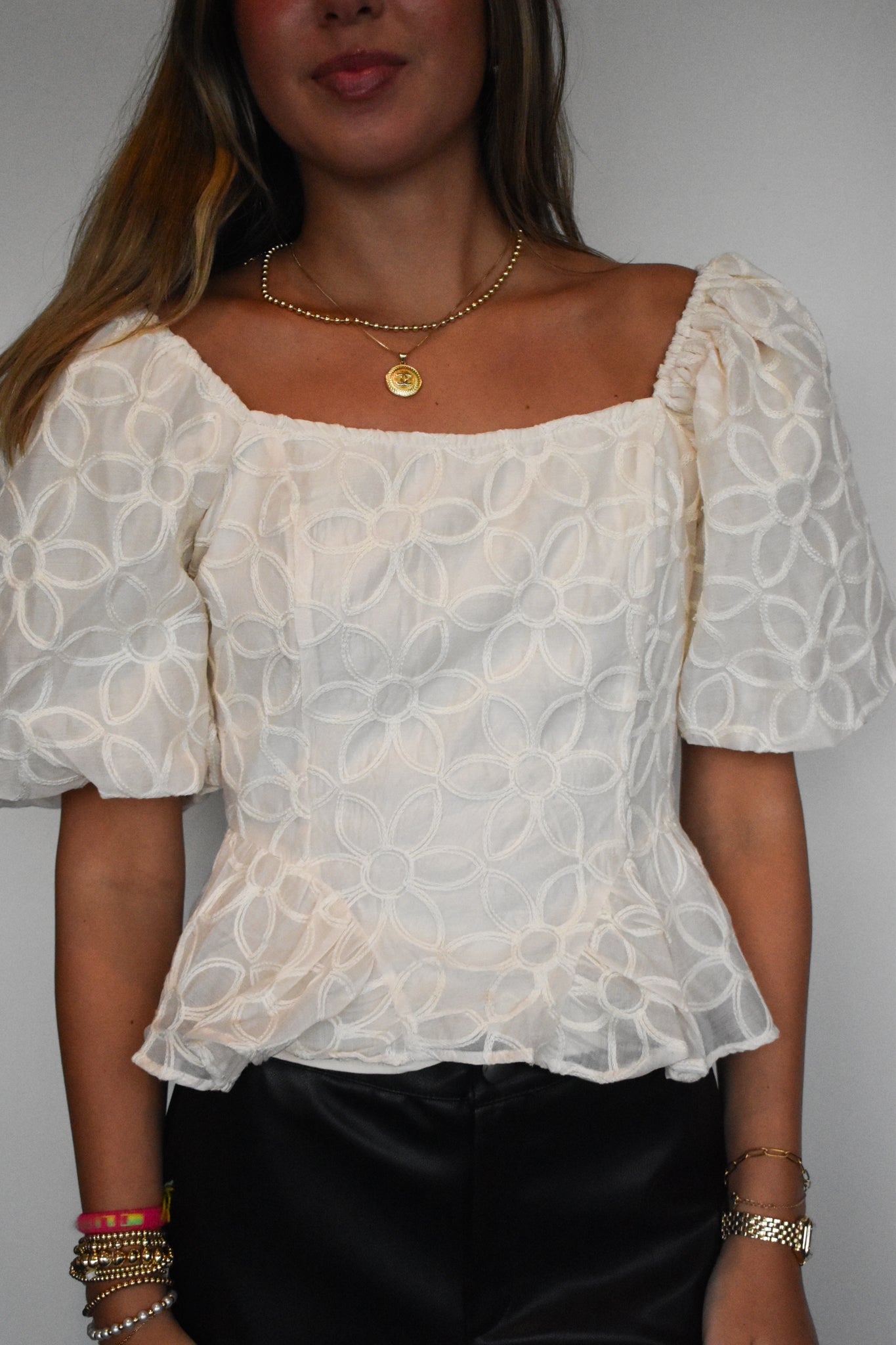 Floral Embroidered Tie Back Blouse-100 - TOPS - SHORT SLEEVE/SLEEVELESS-STRUT AND BOLT-[option4]-[option5]-[option6]-Leather & Lace Boutique Shop