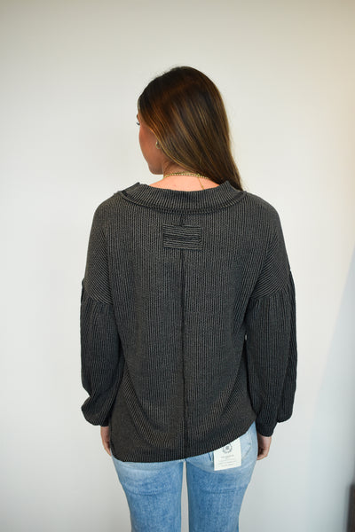 Basic Ribbed Knit Long Sleeve- Ash Grey-110 - TOPS - LONG SLEEVE-VERY J-[option4]-[option5]-[option6]-Leather & Lace Boutique Shop