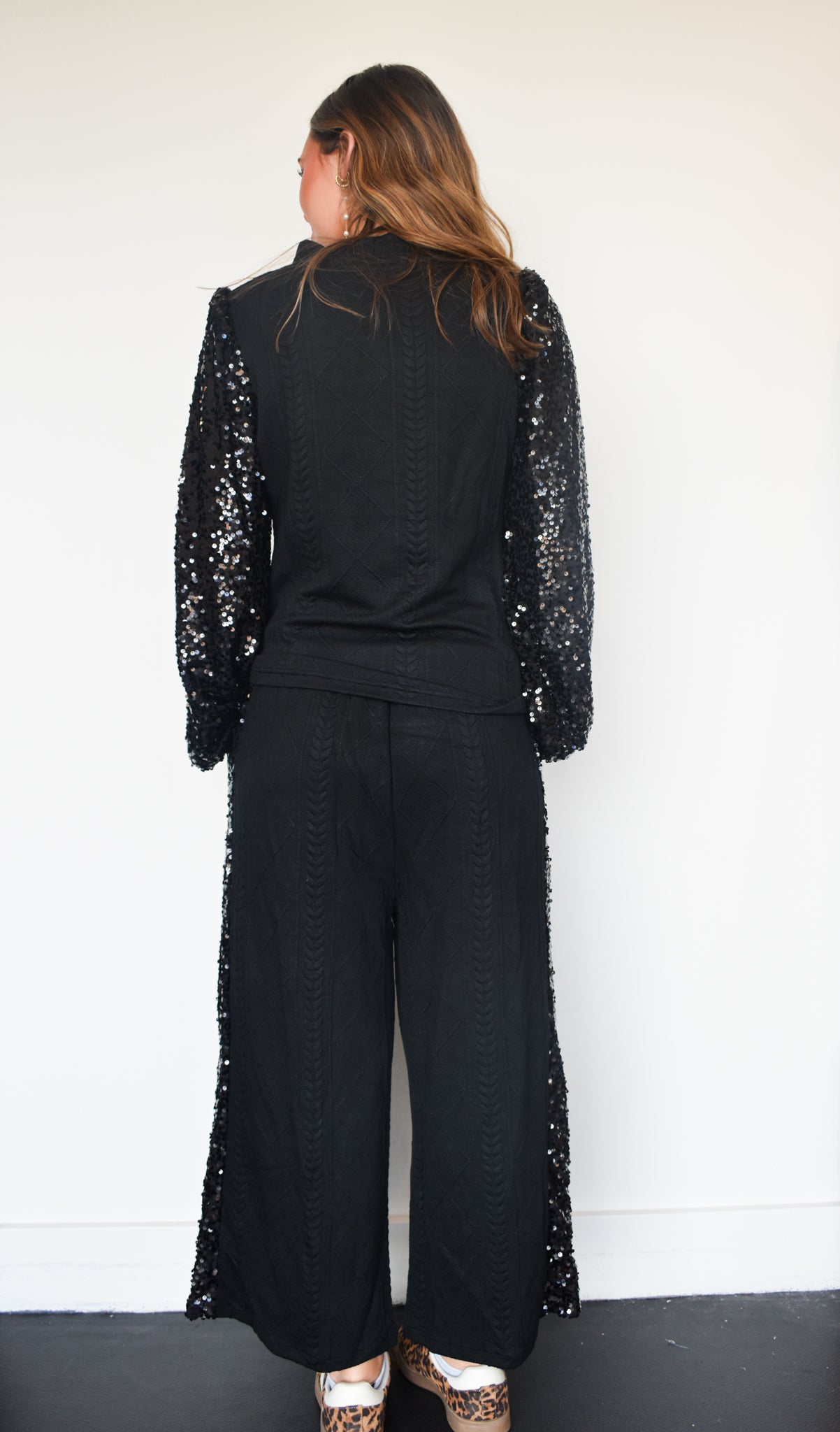 Rhinestone Wide Leg Sweatpants-160 - BOTTOMS - OTHER-MELODY-[option4]-[option5]-[option6]-Leather & Lace Boutique Shop