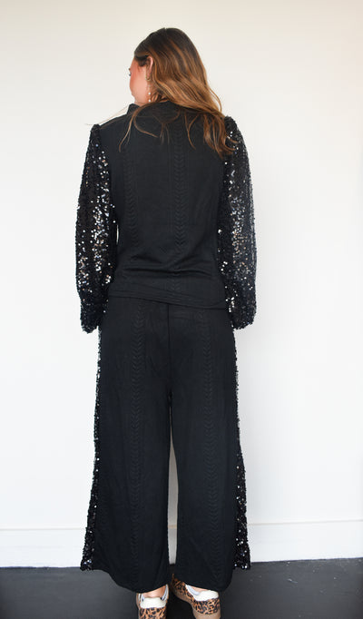 Sequin Wide Leg Sweatpants-160 - BOTTOMS - OTHER-MELODY-[option4]-[option5]-[option6]-Leather & Lace Boutique Shop