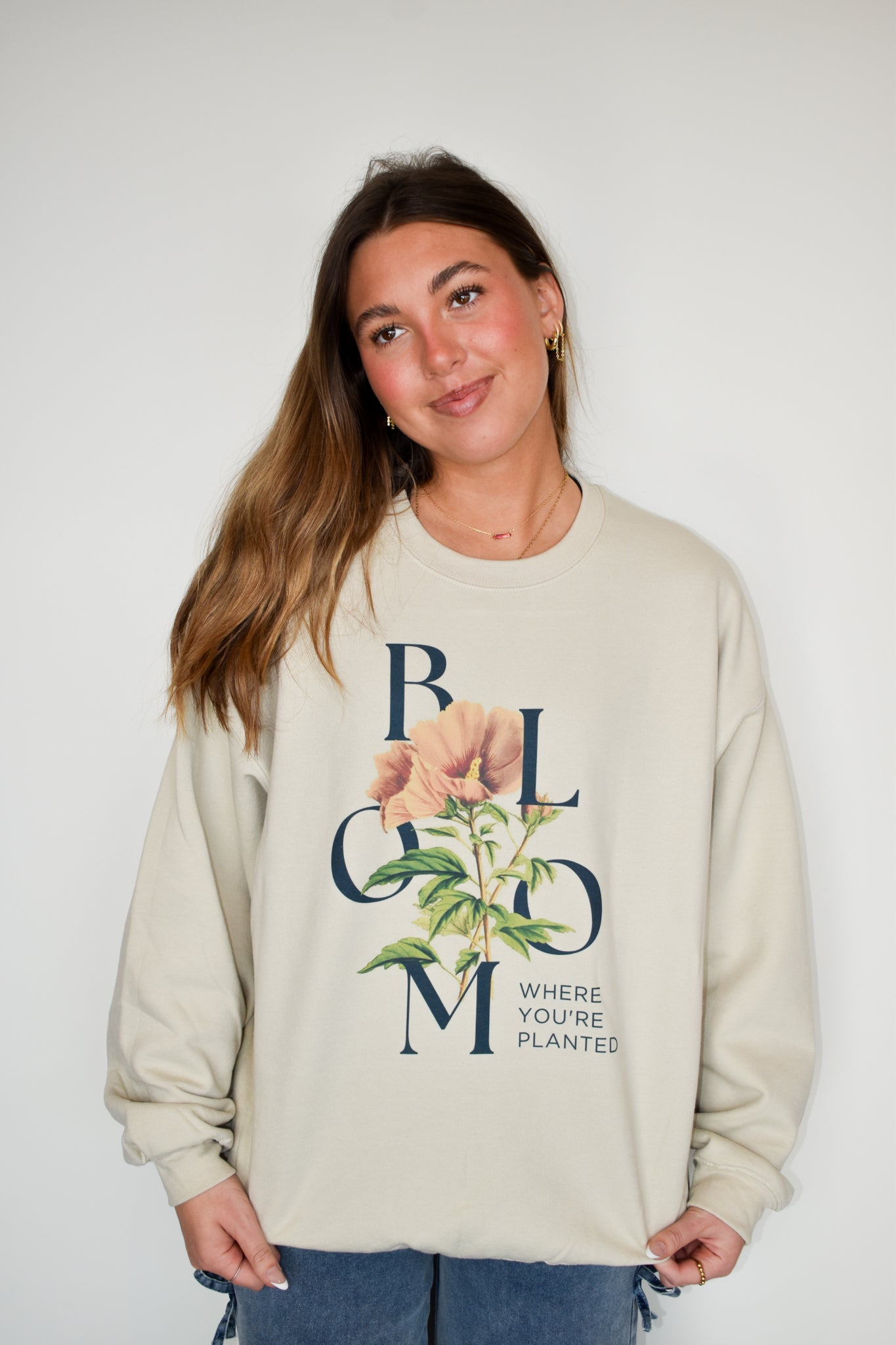 Blooming Flowers Graphic Sweatshirt-135 - DEMAND GRAPHIC-LEATHER & LACE-[option4]-[option5]-[option6]-Leather & Lace Boutique Shop