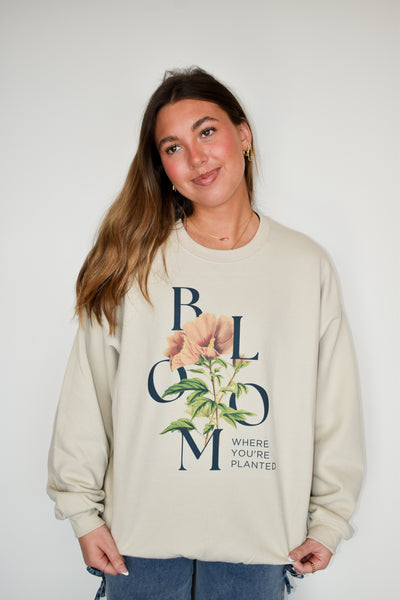 Blooming Flowers Graphic Sweatshirt-135 - DEMAND GRAPHIC-LEATHER & LACE-[option4]-[option5]-[option6]-Leather & Lace Boutique Shop