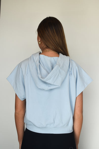 Cotton Cropped Hoodie- Dusty Blue-100 - TOPS - SHORT SLEEVE/SLEEVELESS-RAE MODE-[option4]-[option5]-[option6]-Leather & Lace Boutique Shop