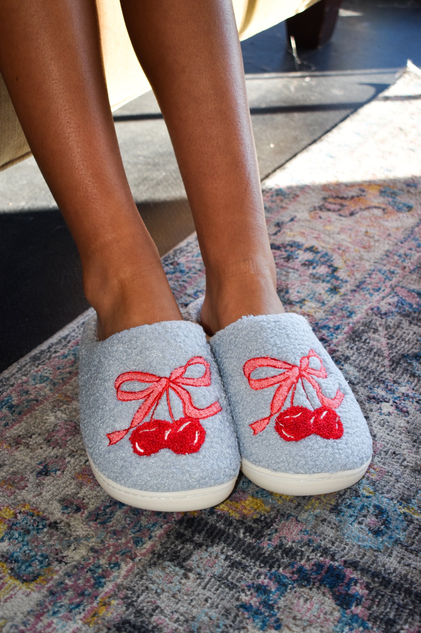 Cherries & Bows Slippers-180 - SHOES-BABE-[option4]-[option5]-[option6]-Leather & Lace Boutique Shop