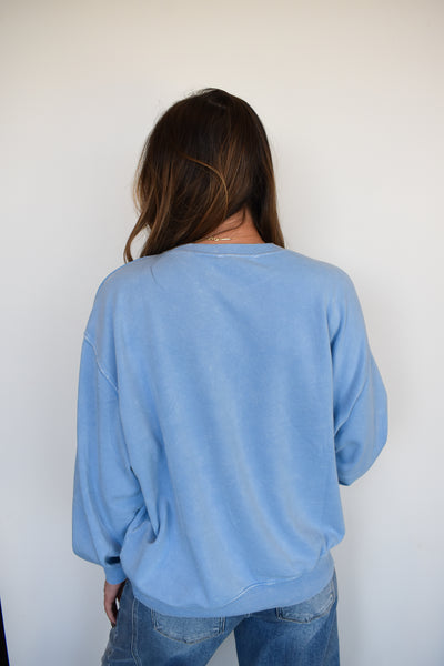 Mia Oversized Crewneck- Sky Blue-130 - TOPS - SWEATERS/SWEATSHIRTS-HYFVE-[option4]-[option5]-[option6]-Leather & Lace Boutique Shop