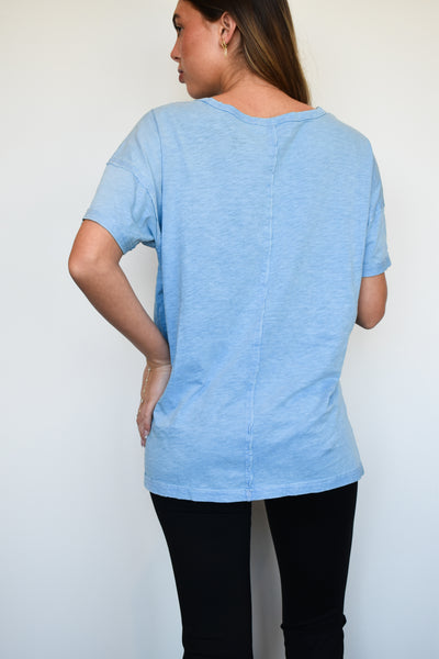 Simply Lovely Relaxed Fit Tee- Sky Blue-100 - TOPS - SHORT SLEEVE/SLEEVELESS-HYFVE-[option4]-[option5]-[option6]-Leather & Lace Boutique Shop