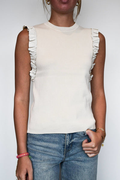 Leather Ruffle Knit Top-100 - TOPS - SHORT SLEEVE/SLEEVELESS-ONTWELFTH-[option4]-[option5]-[option6]-Leather & Lace Boutique Shop