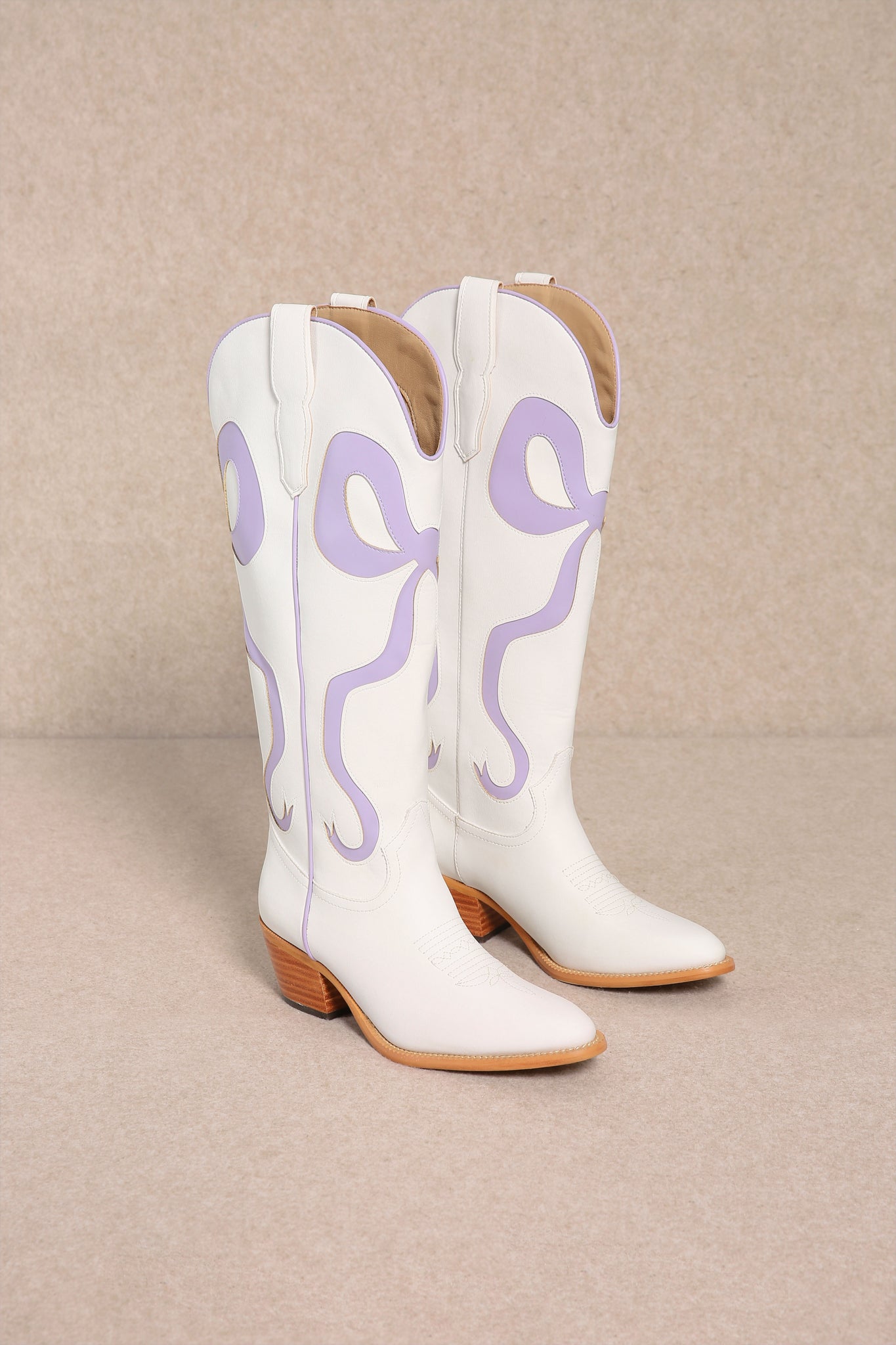 Coquette Bow Cowboy Boots- Lavender-180 - SHOES-MIIM-[option4]-[option5]-[option6]-Leather & Lace Boutique Shop