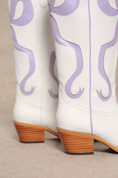 Coquette Bow Cowboy Boots- Lavender-180 - SHOES-MIIM-[option4]-[option5]-[option6]-Leather & Lace Boutique Shop