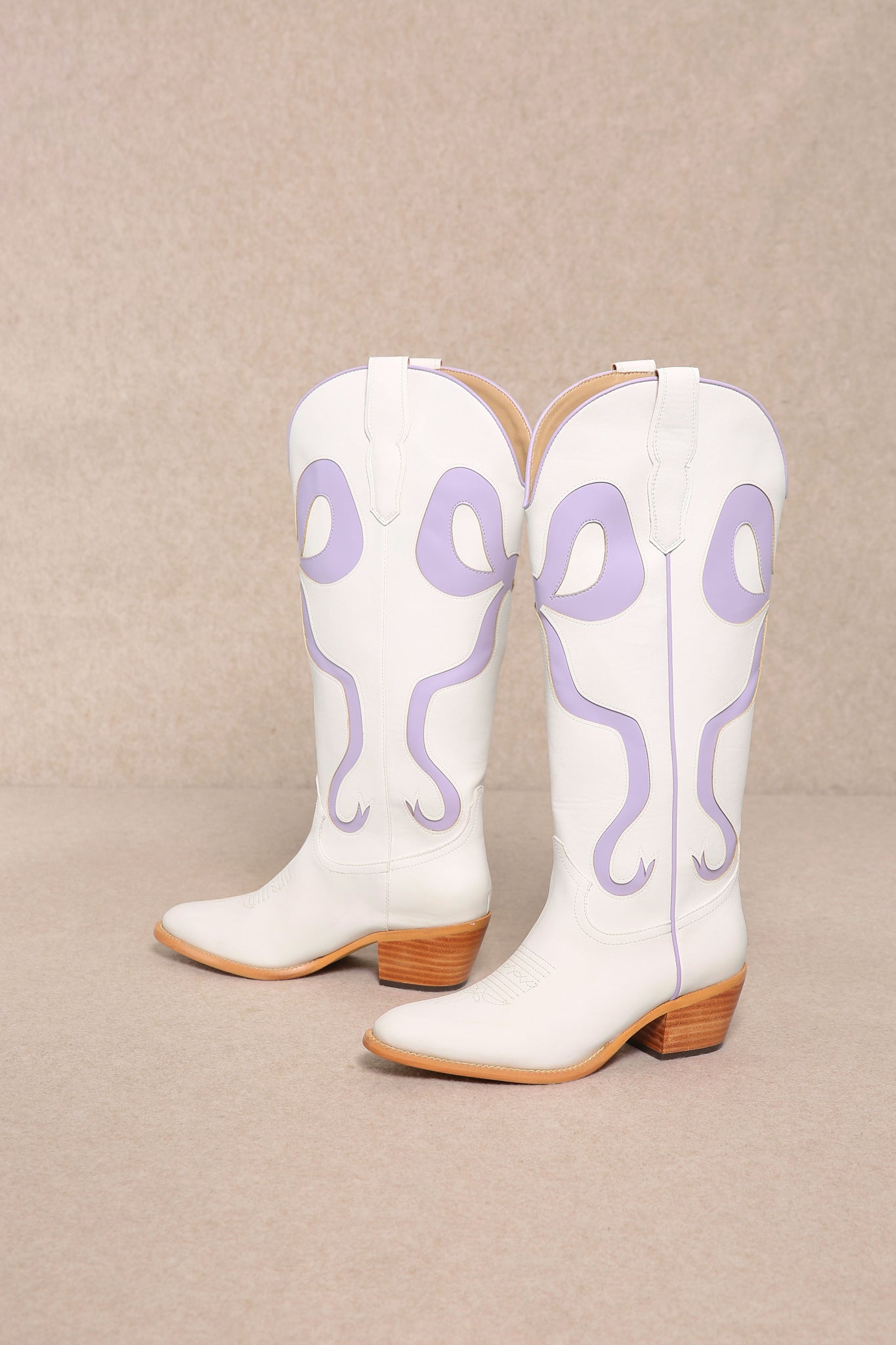 Coquette Bow Cowboy Boots- Lavender-180 - SHOES-MIIM-[option4]-[option5]-[option6]-Leather & Lace Boutique Shop