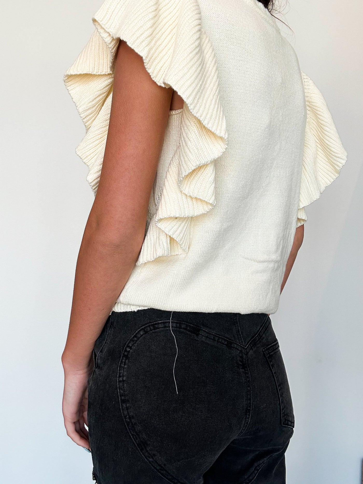 Ivory Ruffles & Swirls Sweater-100 - TOPS - SHORT SLEEVE/SLEEVELESS-JODIFL-[option4]-[option5]-[option6]-Leather & Lace Boutique Shop