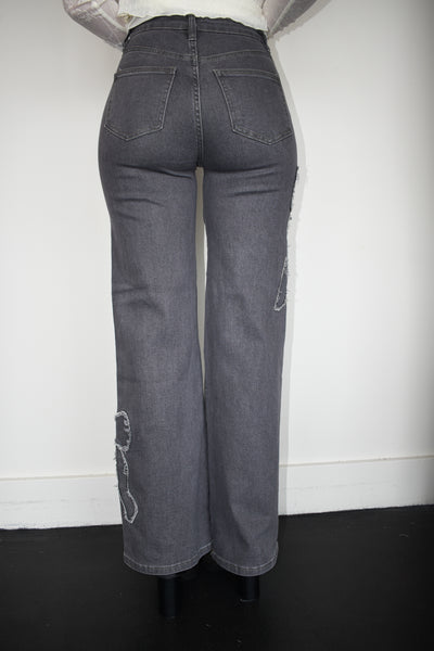 Charcoal Bows Straight Leg Denim-150 - BOTTOMS - DENIM-DEAR JEANS-[option4]-[option5]-[option6]-Leather & Lace Boutique Shop