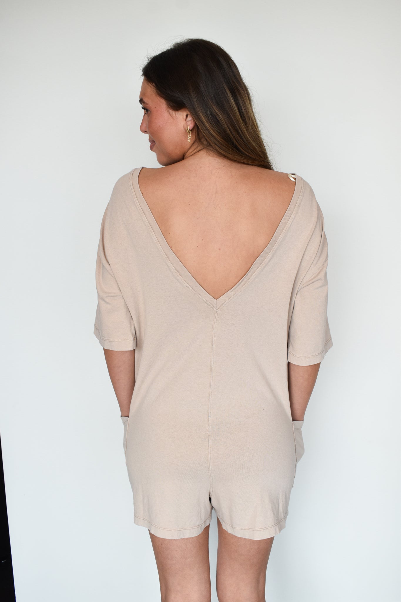 Oversized Neutral Romper-170 - ROMPERS-HYFVE-[option4]-[option5]-[option6]-Leather & Lace Boutique Shop