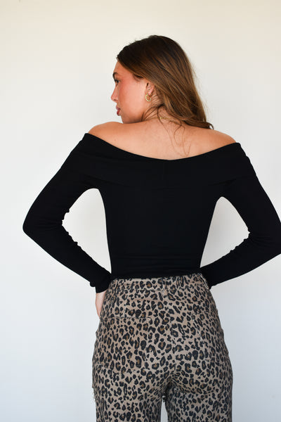 Off Shoulder Long Sleeve- Black