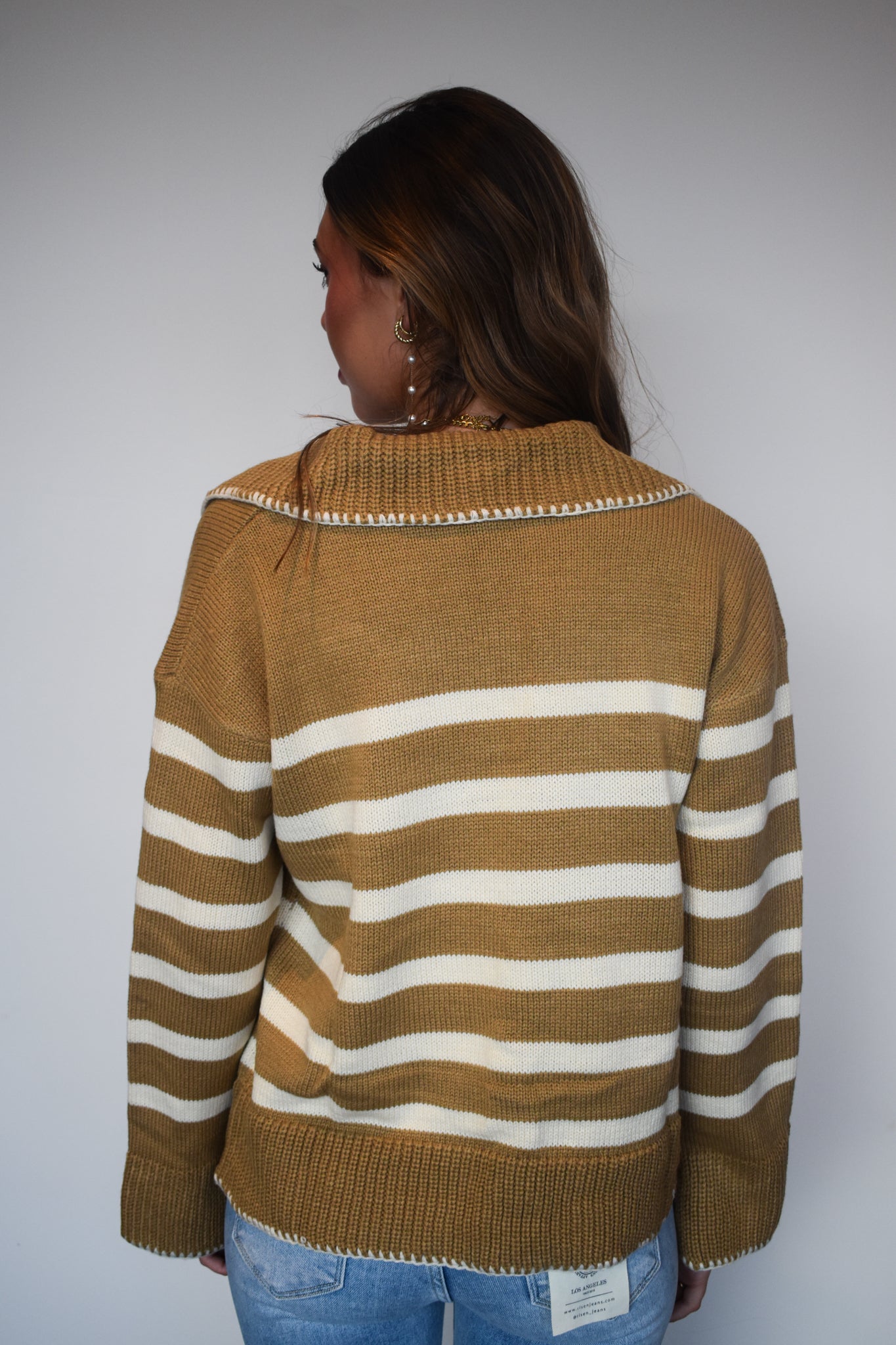 Mustard Stripe Sweater-130 - TOPS - SWEATERS/SWEATSHIRTS-GEEGEE-[option4]-[option5]-[option6]-Leather & Lace Boutique Shop