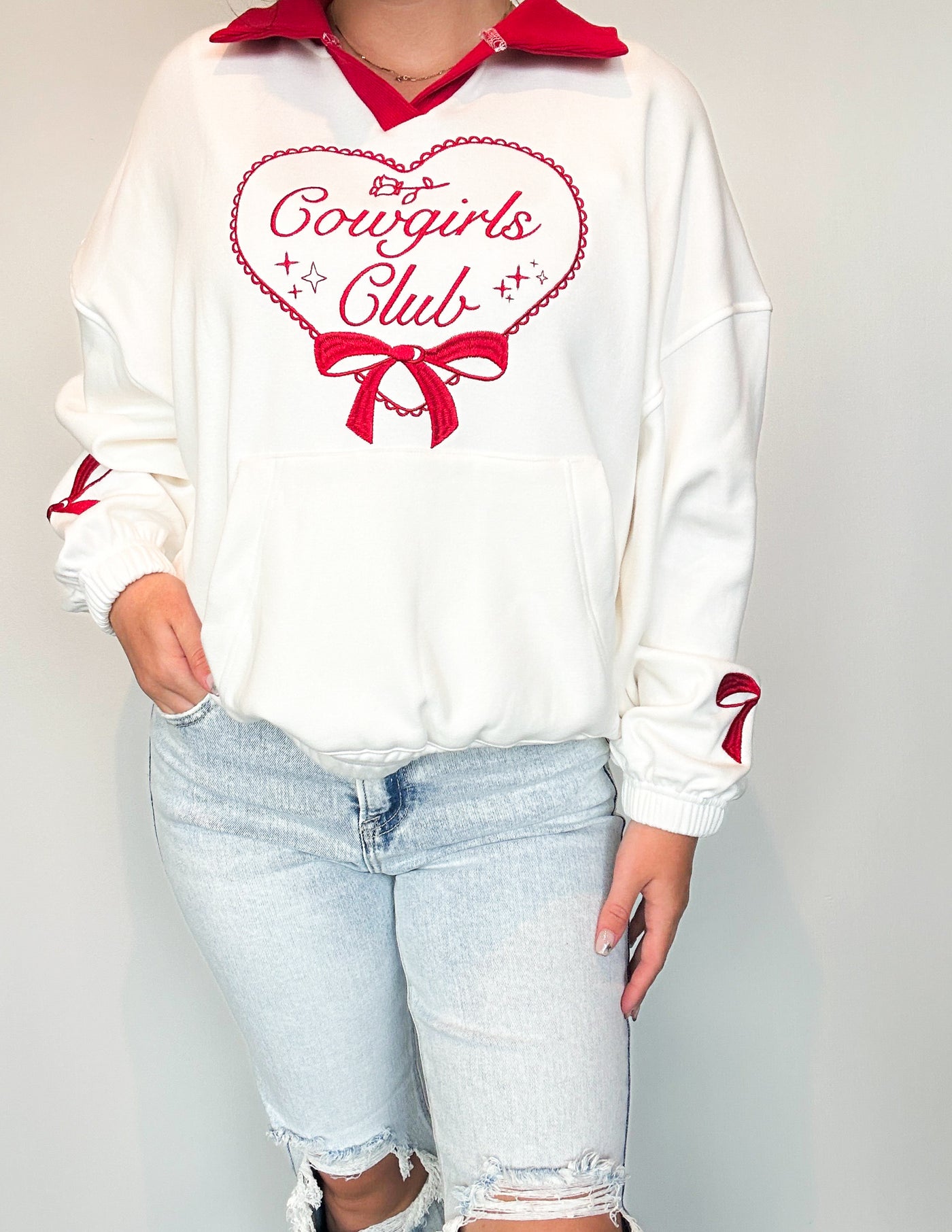 Cowgirls Club Embroidered Pullover-130 - TOPS - SWEATERS/SWEATSHIRTS-MAIN STRIP-[option4]-[option5]-[option6]-Leather & Lace Boutique Shop