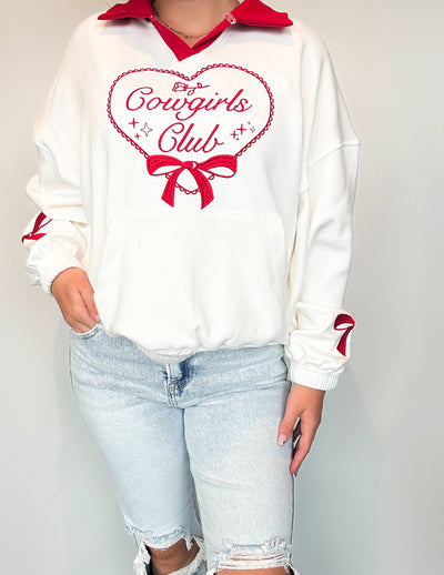 Cowgirls Club Embroidered Pullover-130 - TOPS - SWEATERS/SWEATSHIRTS-MAIN STRIP-[option4]-[option5]-[option6]-Leather & Lace Boutique Shop