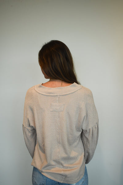 Basic Ribbed Knit Long Sleeve- Cream-110 - TOPS - LONG SLEEVE-VERY J-[option4]-[option5]-[option6]-Leather & Lace Boutique Shop