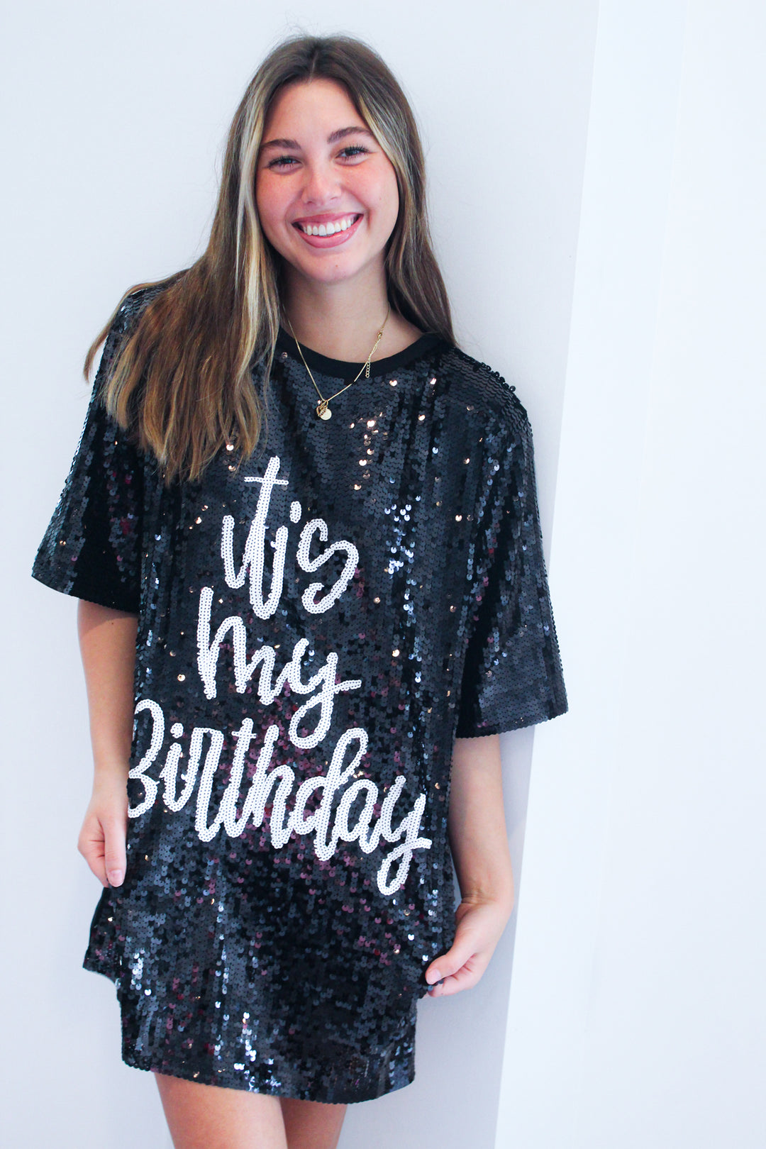 It's My Birthday Sequin Dress- Black