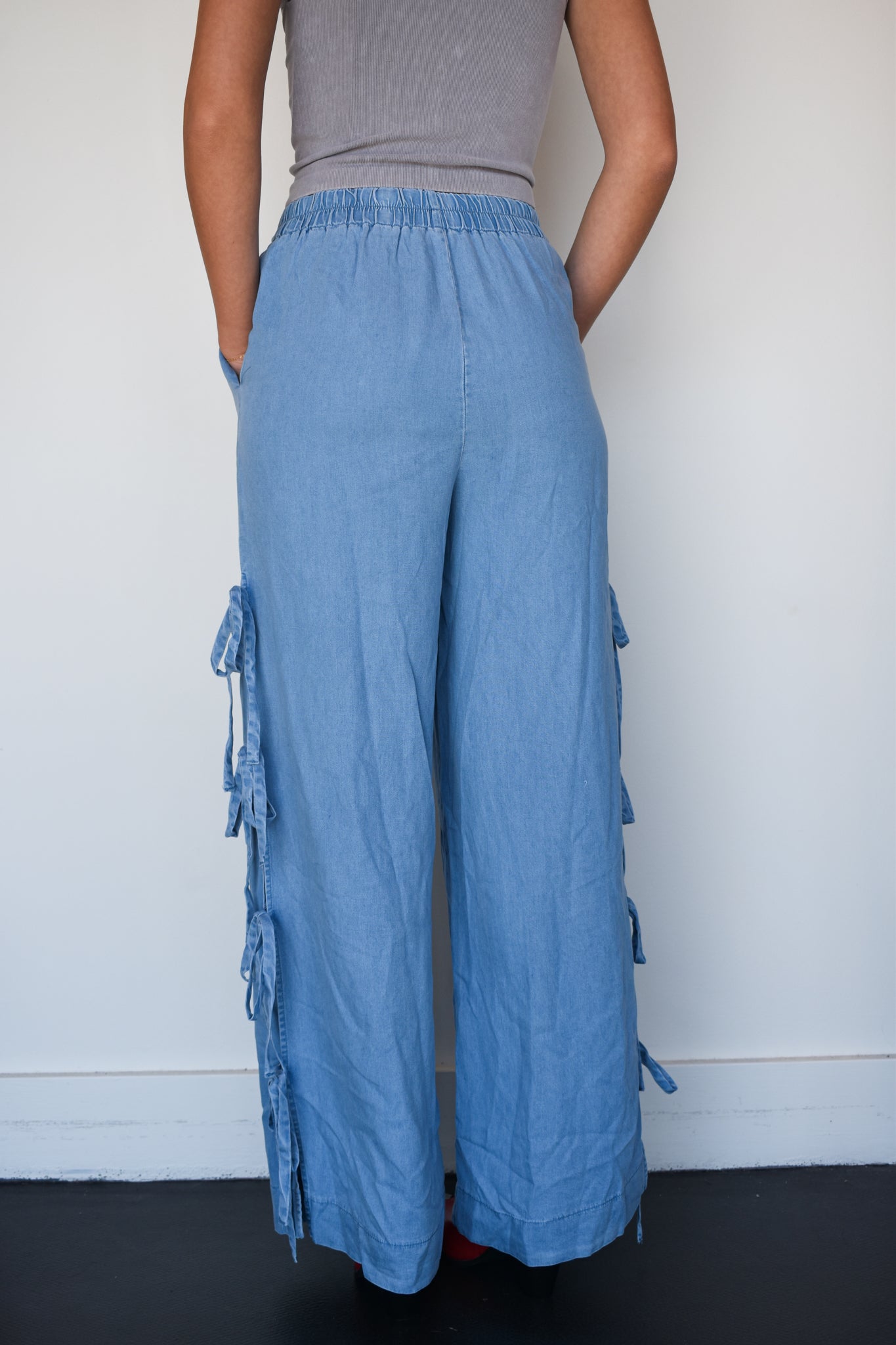 Peek-A-Boo Bow Linen Pants-160 - BOTTOMS - OTHER-ENTRO-[option4]-[option5]-[option6]-Leather & Lace Boutique Shop