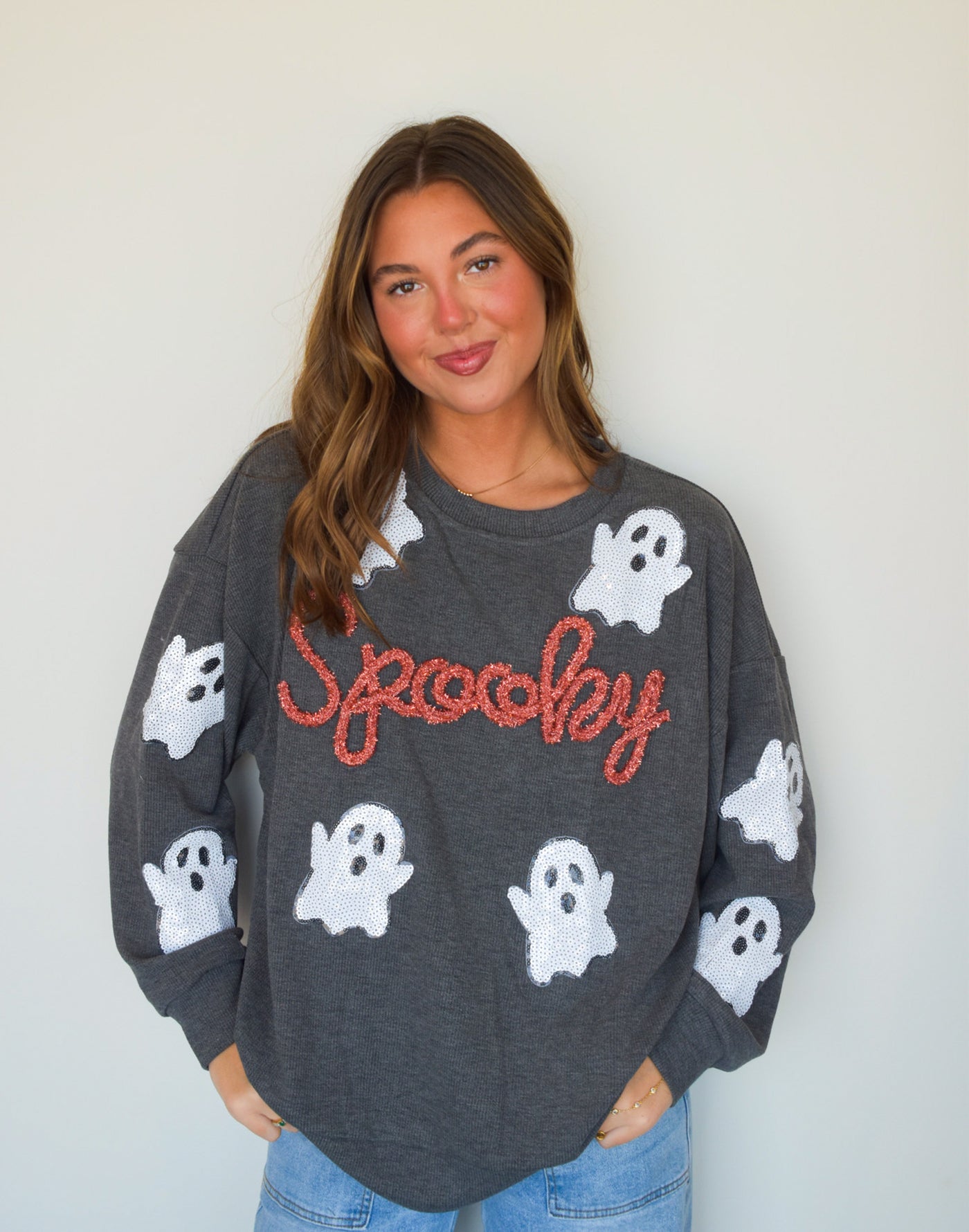 Hey Boo Spooky Ghost Sweater-130 - TOPS - SWEATERS/SWEATSHIRTS-BIBI-[option4]-[option5]-[option6]-Leather & Lace Boutique Shop