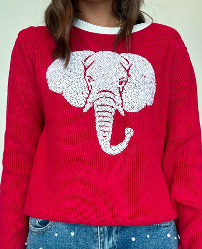 Sequin Elephant Retro Sweater-130 - TOPS - SWEATERS/SWEATSHIRTS-WHY DRESS-[option4]-[option5]-[option6]-Leather & Lace Boutique Shop