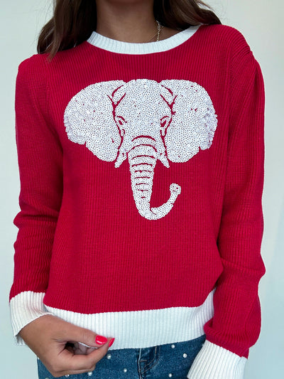 Sequin Elephant Retro Sweater-130 - TOPS - SWEATERS/SWEATSHIRTS-WHY DRESS-[option4]-[option5]-[option6]-Leather & Lace Boutique Shop