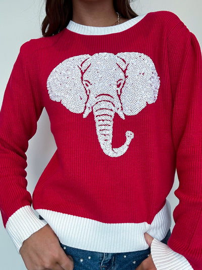 Sequin Elephant Retro Sweater-130 - TOPS - SWEATERS/SWEATSHIRTS-WHY DRESS-[option4]-[option5]-[option6]-Leather & Lace Boutique Shop