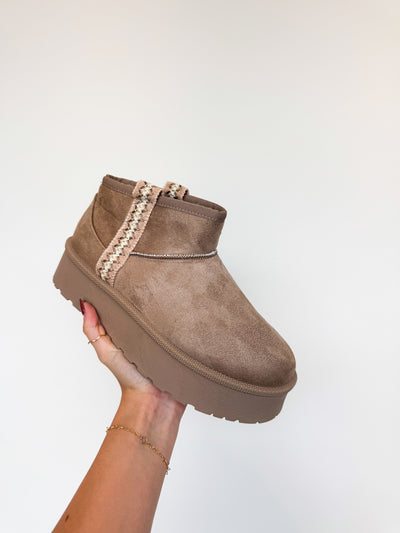 Platform Mini Boots- Taupe-180 - SHOES-TOP GUY-[option4]-[option5]-[option6]-Leather & Lace Boutique Shop