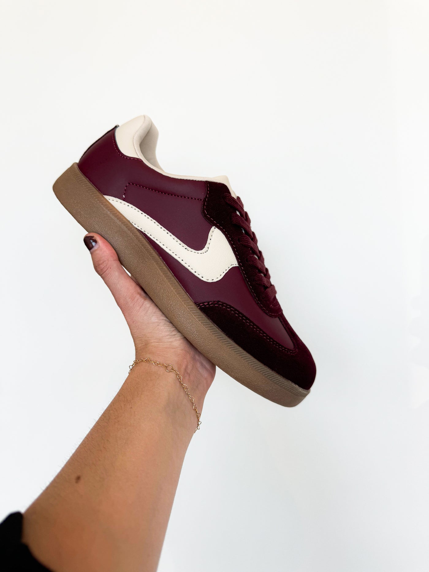 Maggie Low Top Sneakers- Maroon/Black-180 - SHOES-TOP GUY-[option4]-[option5]-[option6]-Leather & Lace Boutique Shop