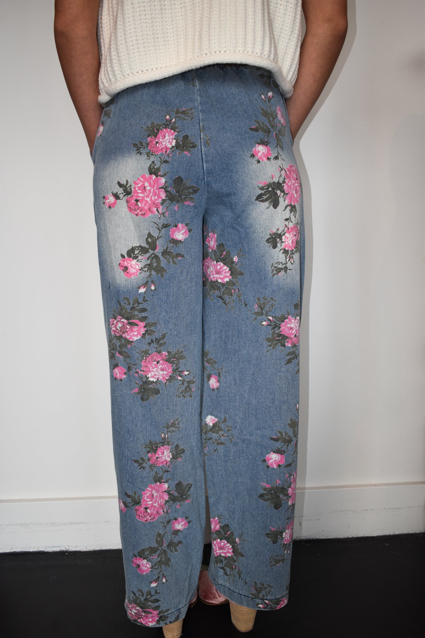 Vintage Floral Painted Denim-150 - BOTTOMS - DENIM-BIBI-[option4]-[option5]-[option6]-Leather & Lace Boutique Shop