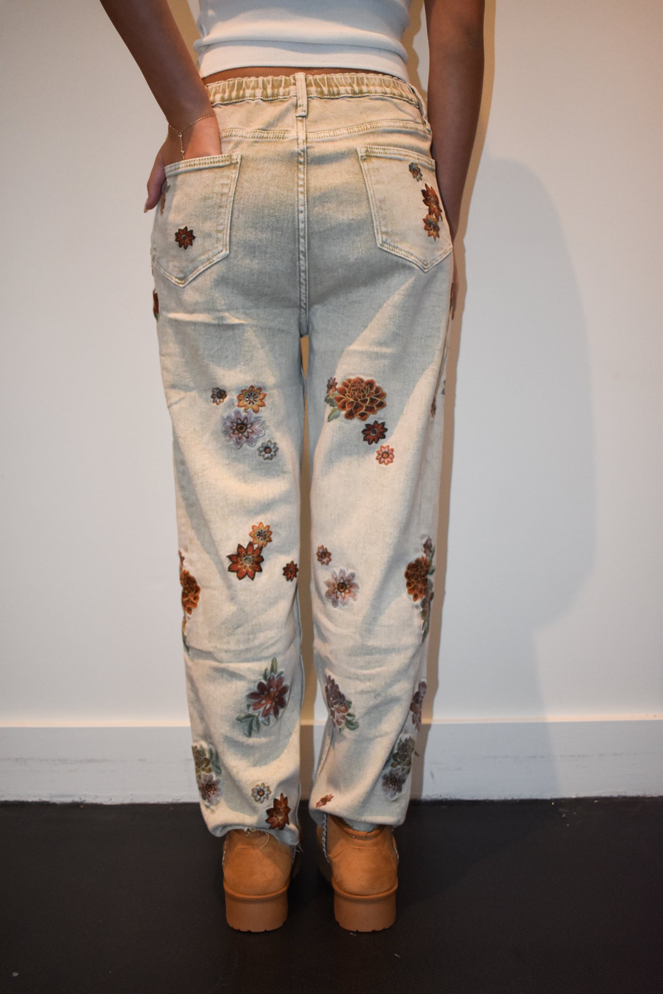 Floral Embroidered Denim-150 - BOTTOMS - DENIM-OLI & HALI-[option4]-[option5]-[option6]-Leather & Lace Boutique Shop